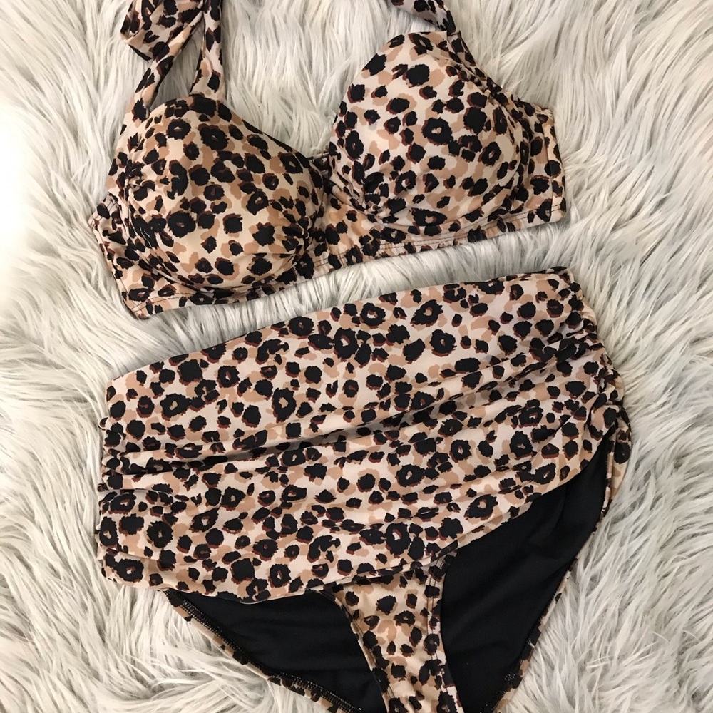 JustFab High Wasted Leopard Bikini